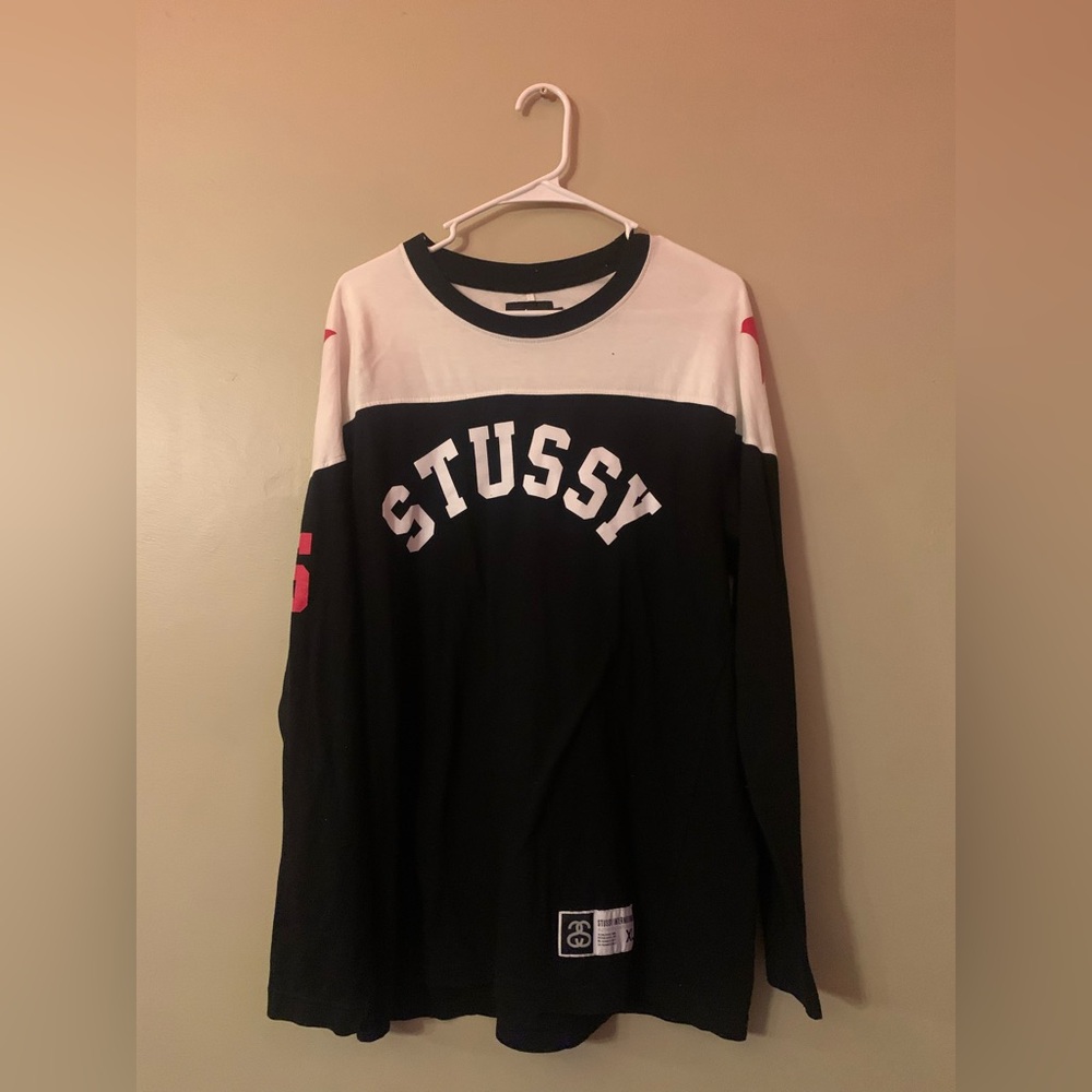 Stussy Black and Red Long Sleeve Tee